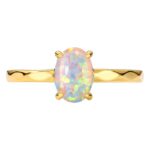 Japanese Light Luxury Synthetic Opal Simple 925 Silver Gold Plated Silver Ring Mori Girl Geometric Pigeon Egg Ring