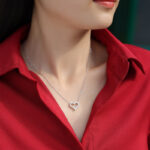 Korean Style Simple Elegant Heart-Shaped Pendant Necklace No Falling Women's S925 Silver Versatile Moissanite Clavicle Chain - Image 4