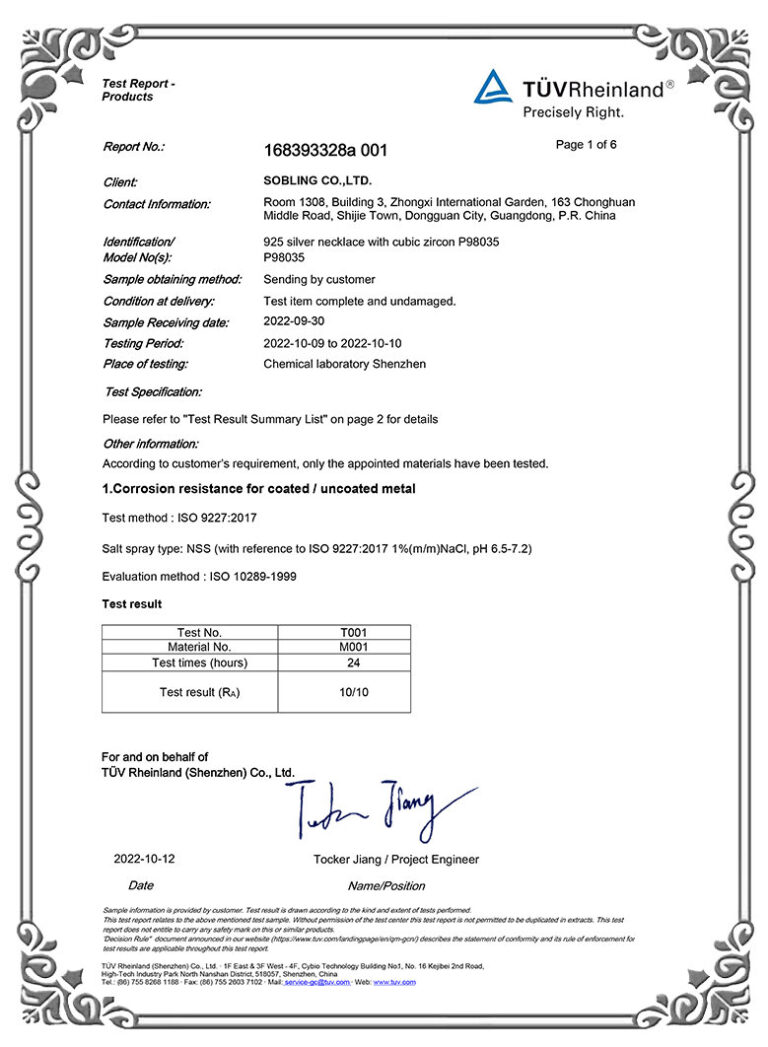 TUV Certificated Salt Spray Corrosion Compliance Quality
